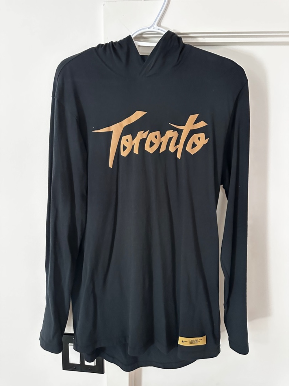 Nike Black Hooded Long-Sleeve Shirt with Gold Toronto Script